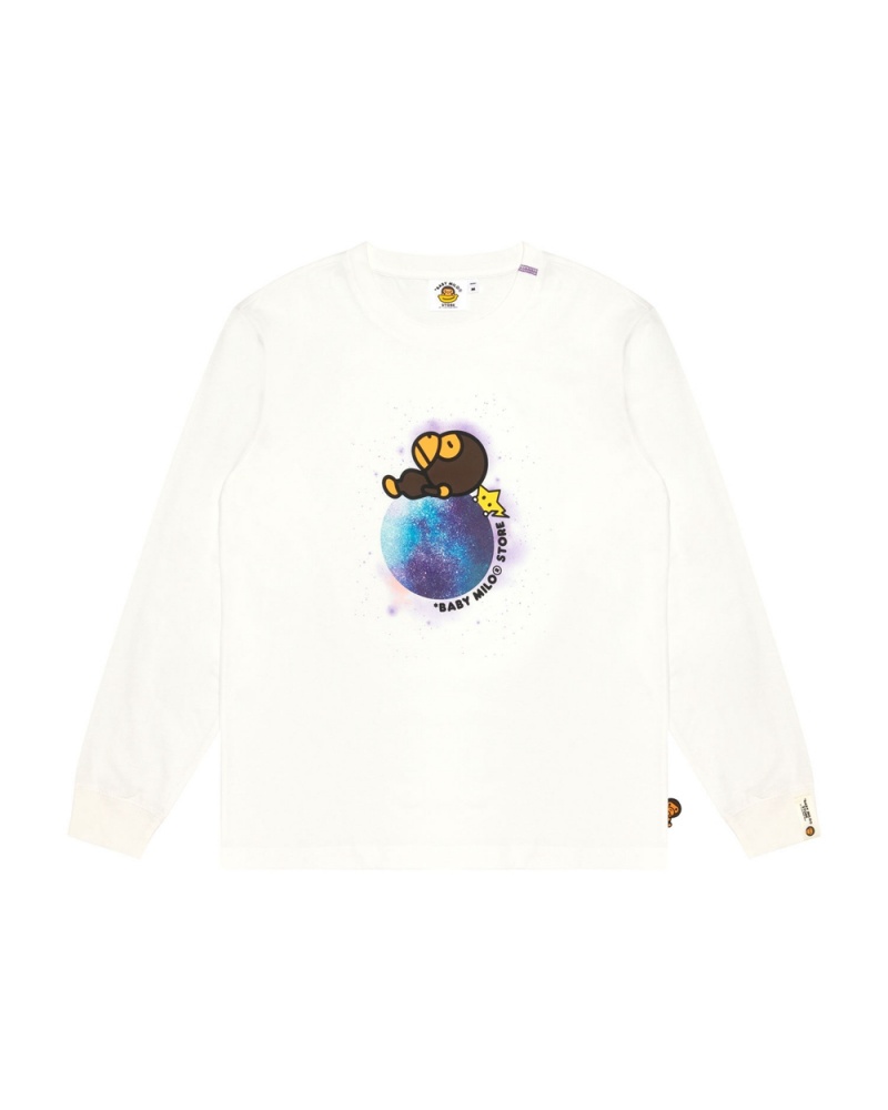 Camiseta Bape Baby Milo graphic long sleeve Mujer Blancos | 748-OFNTUP