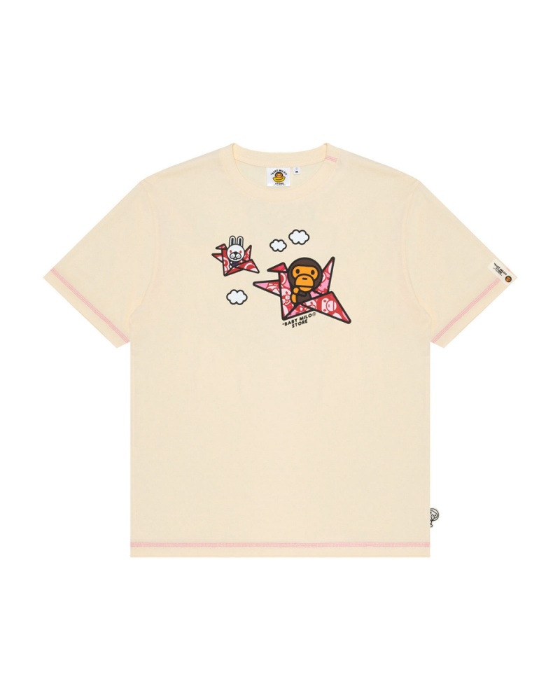 Camiseta Bape Baby Milo print Hombre Creme | 530-ZCRYFJ