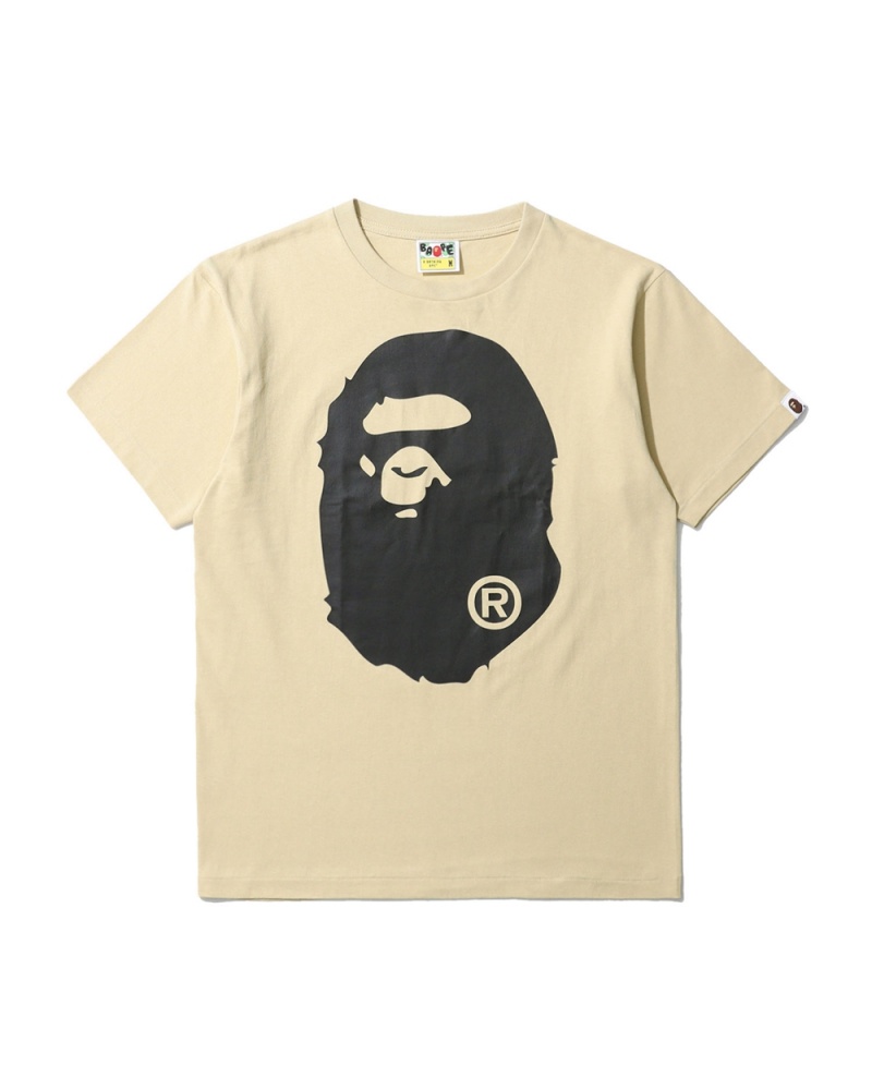 Camiseta Bape Bicolour Big Ape Head Hombre Beige | 893-SDXJPN