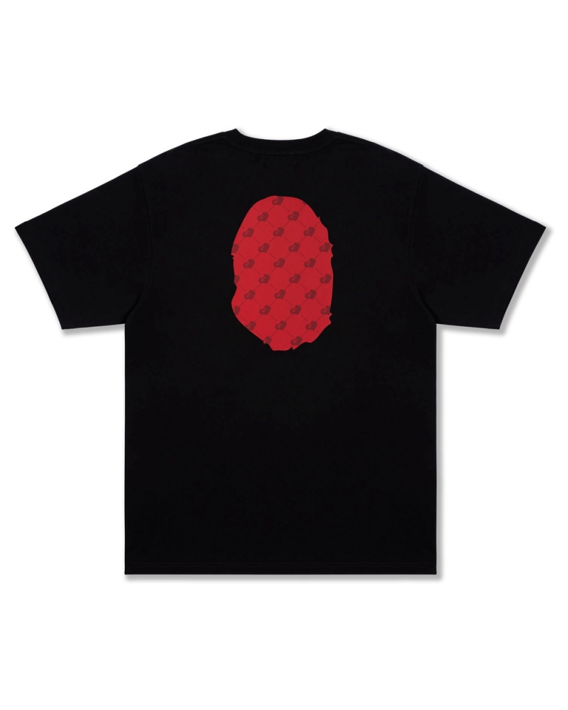 Camiseta Bape Cloud Head Monogram Big Ape Head Hombre Negros | 435-LNGTDH