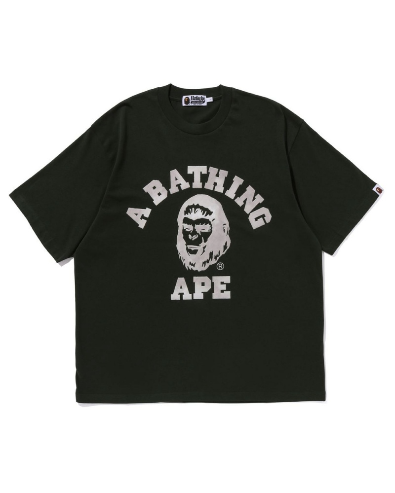 Camiseta Bape College Estampados Hombre Verdes Oscuro | 497-JKUYRH