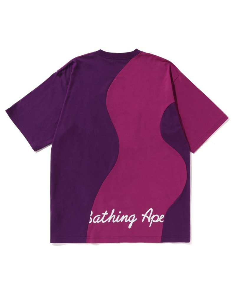 Camiseta Bape Cutting College Relaxed Fit Hombre Morados | 601-IYTMCQ