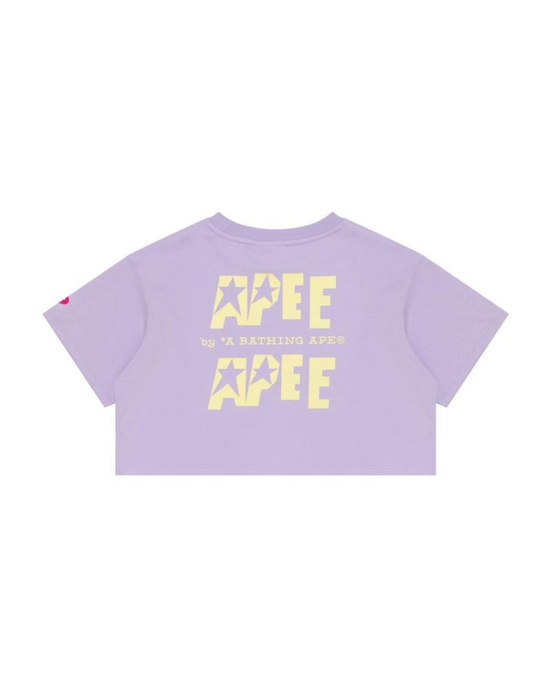 Camiseta Bape Double logo cropped Mujer Morados | 071-MZULSV