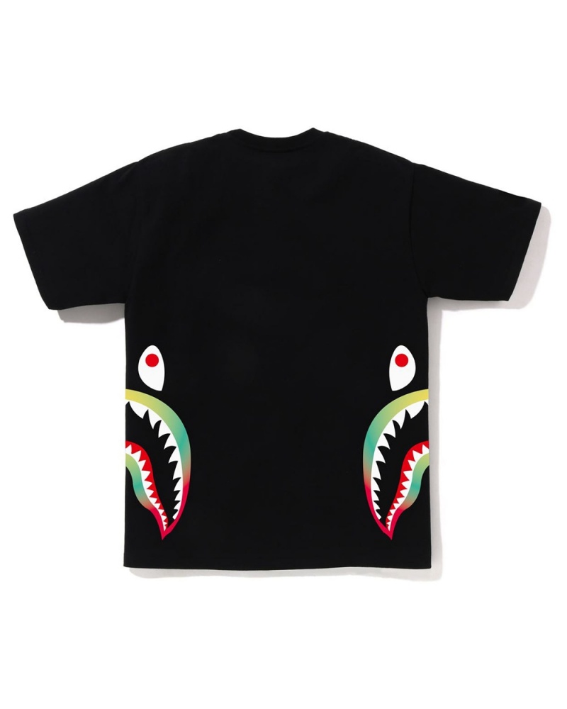 Camiseta Bape Gradation Side Shark Hombre Negros | 485-OIZFQG