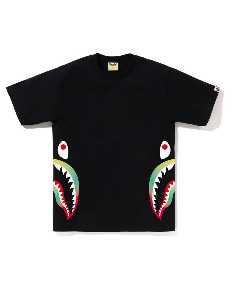 Camiseta Bape Gradation Side Shark Hombre Negros | 485-OIZFQG