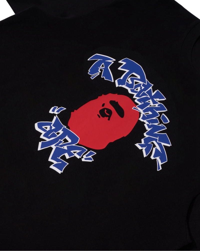 Camiseta Bape Graffiti College Hombre Negros | 563-TVBYIG