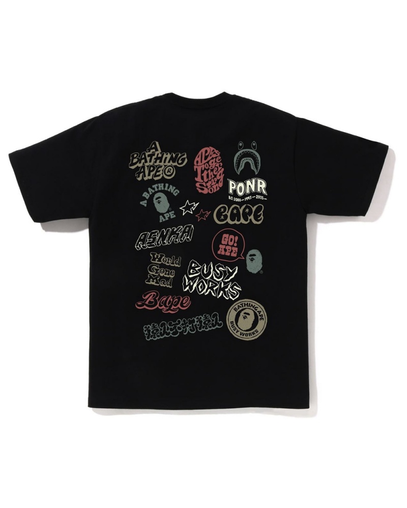 Camiseta Bape Graffiti Hombre Negros | 739-GYJRLN