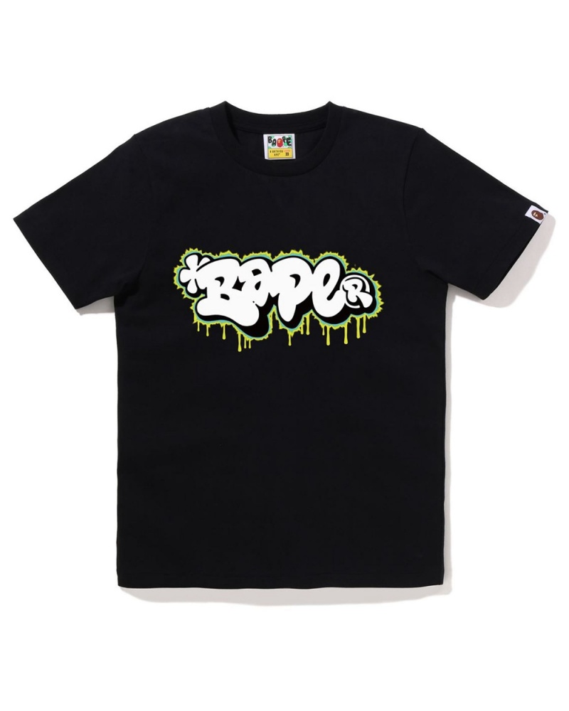 Camiseta Bape Graffiti Logo Mujer Negros | 072-LODMEW