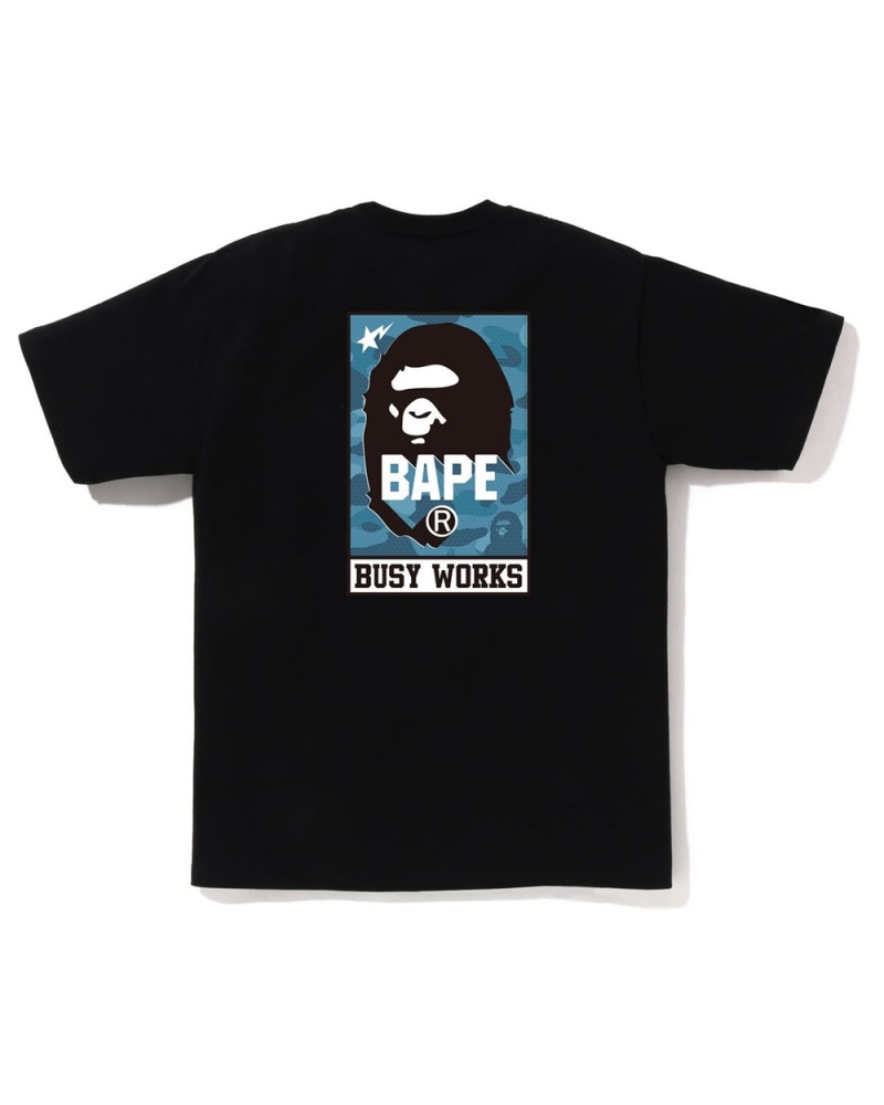 Camiseta Bape Honeycomb Busy Works Hombre Negros | 342-WJZFOR