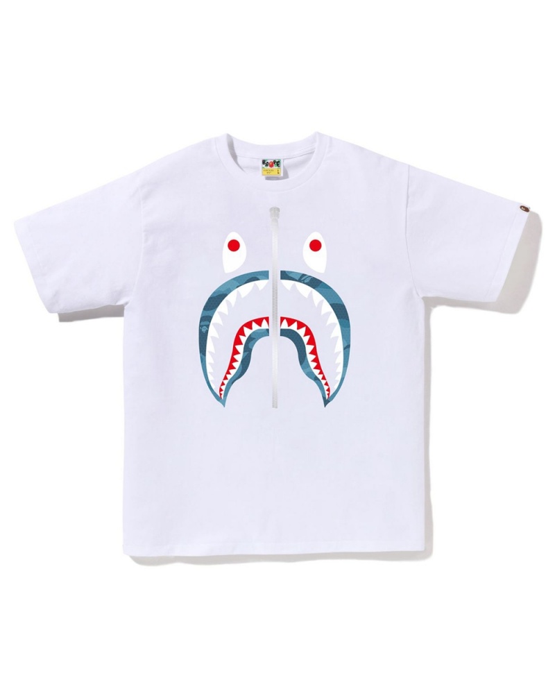 Camiseta Bape Honeycomb Shark Hombre Blancos | 986-SFZTLA