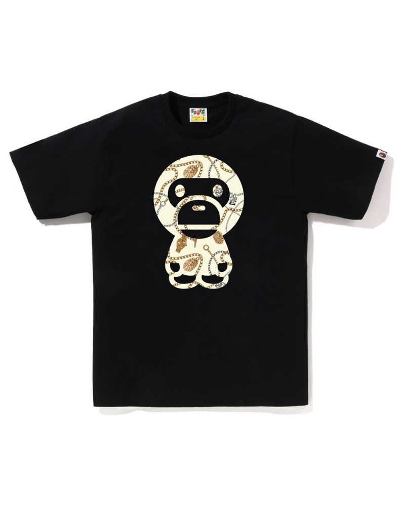 Camiseta Bape Jewels Big Baby Milo Hombre Negros | 402-FDCPWR