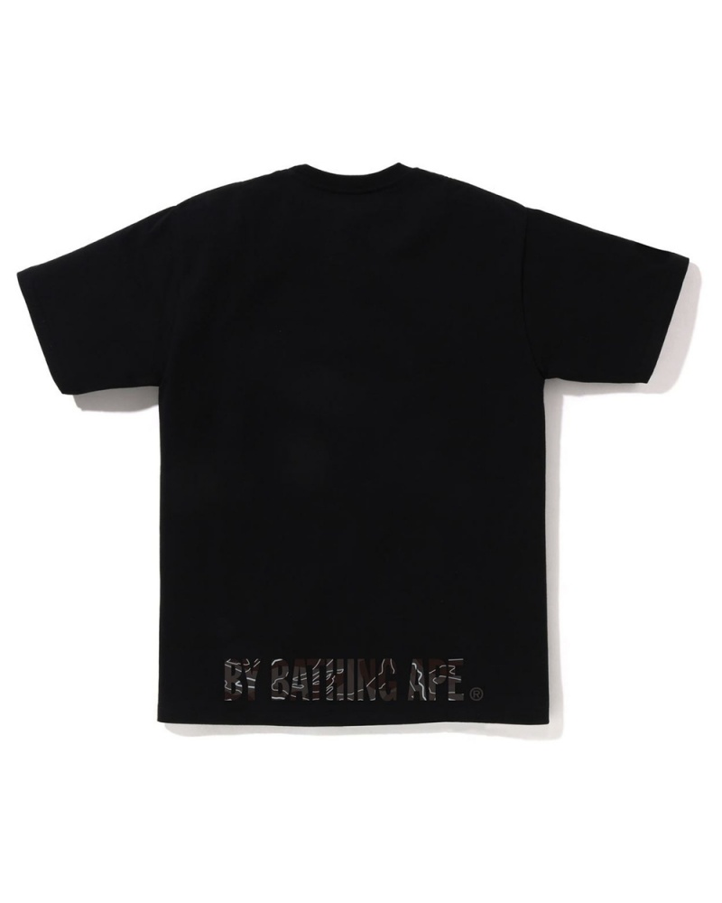 Camiseta Bape Layered Line Ape Face Hombre Negros | 340-WGUQKA