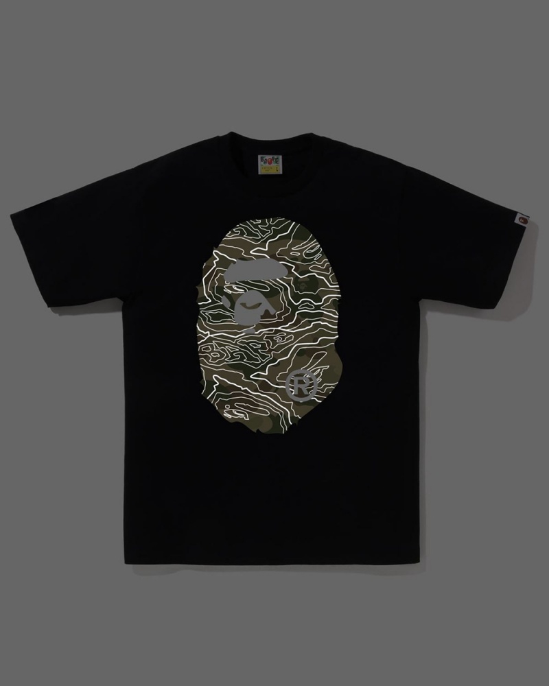 Camiseta Bape Layered Line Big Ape Hombre Negros | 429-UHSVGD