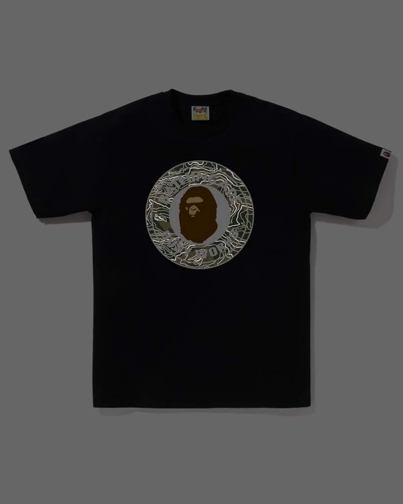 Camiseta Bape Layered Line Busy Works Hombre Negros | 045-MWSUFK