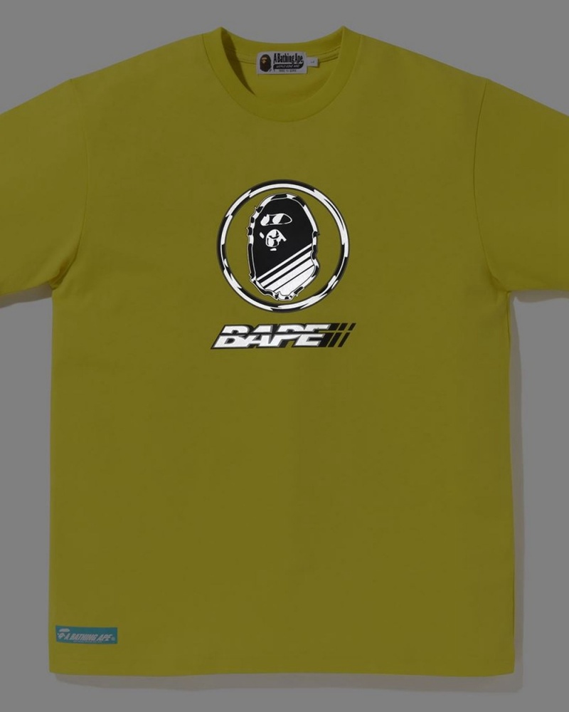 Camiseta Bape Logo Hombre Amarillos | 239-NEBZOP