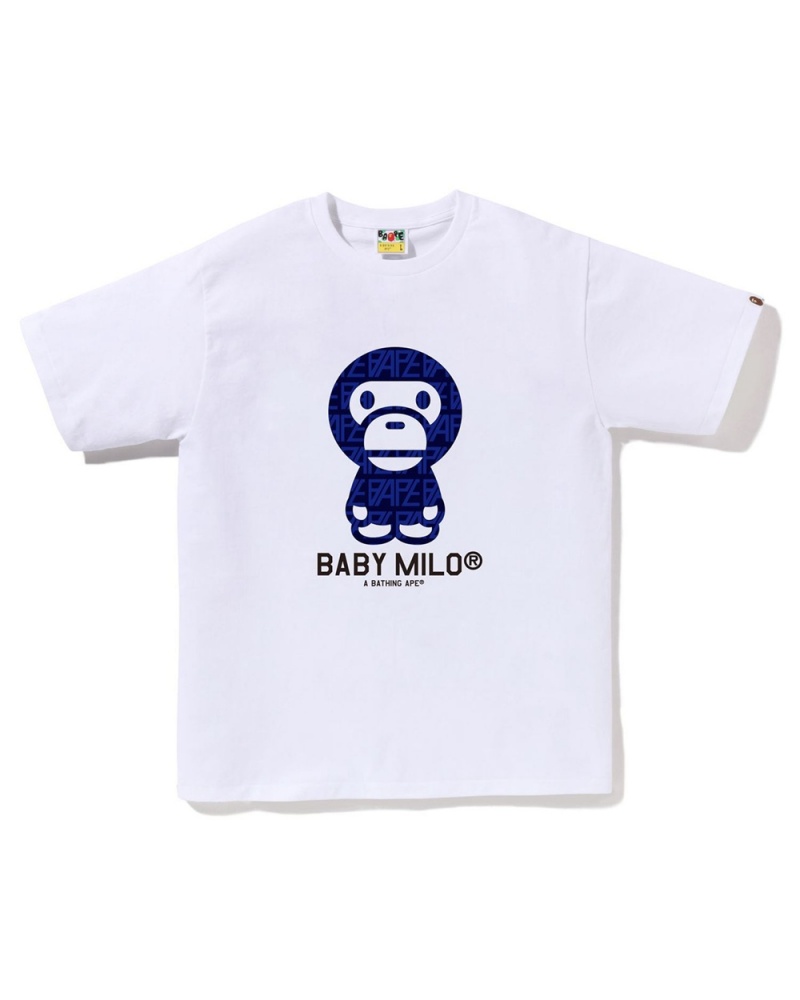 Camiseta Bape Logo Monogram Baby Milo Hombre Blancos | 524-LRBAEU