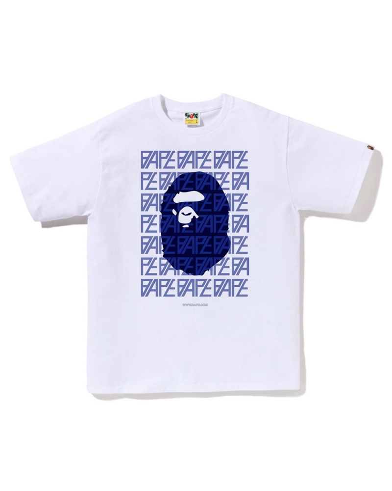 Camiseta Bape Logo Monogram Hombre Blancos | 813-YEAGHO