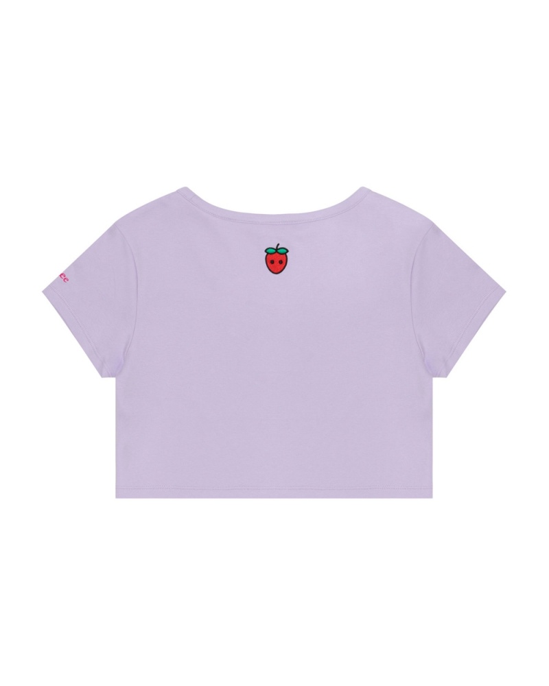 Camiseta Bape Logo berry Mujer Morados | 297-WKUBTO