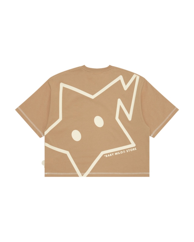 Camiseta Bape Logo crop fit Mujer Beige | 085-ZGBXCR