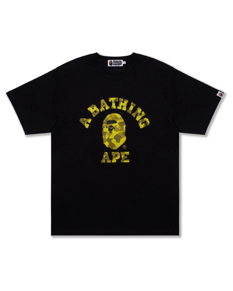 Camiseta Bape Radiation College Hombre Negros | 140-TMQLHO