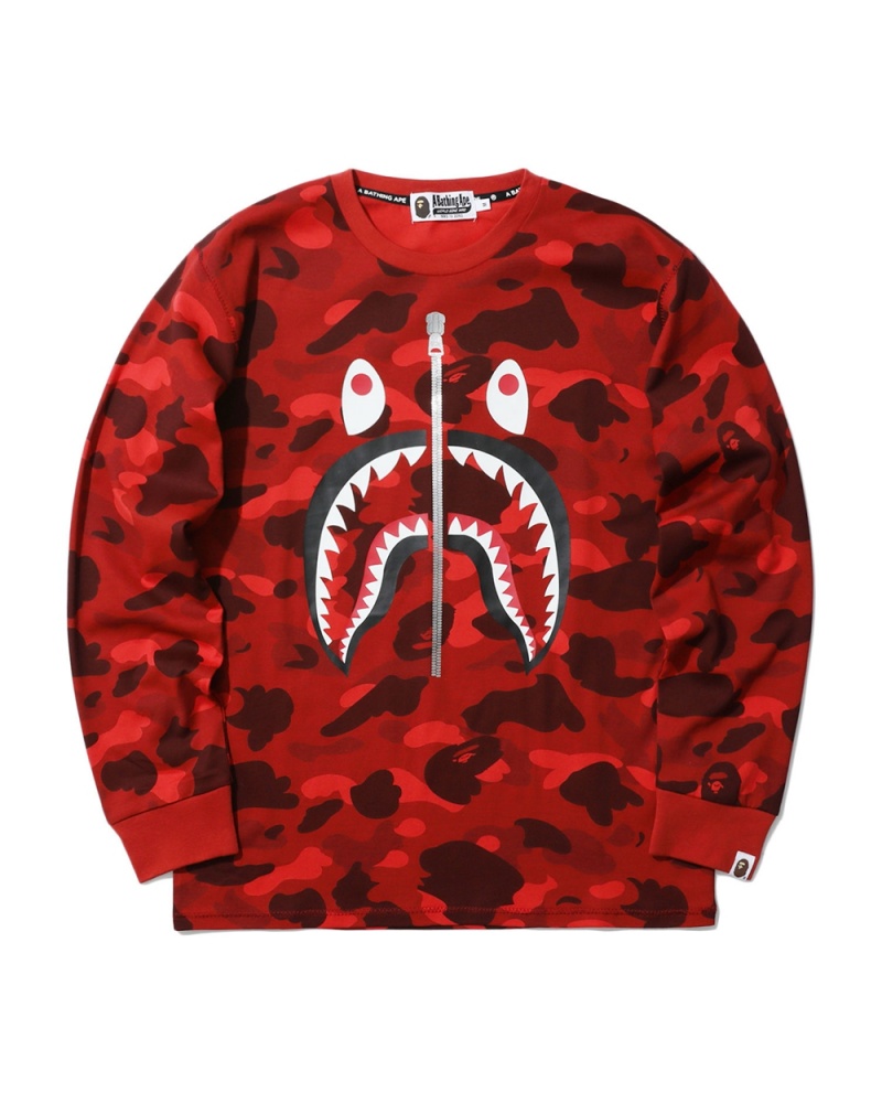 Camiseta Bape Shark Hombre Rojos Claro | 960-BNFSZO