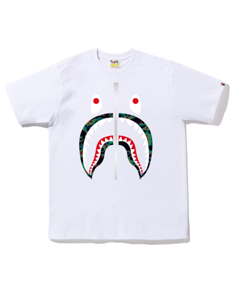 Camiseta Bape Thermography Shark Hombre Blancos | 236-GBOJDS