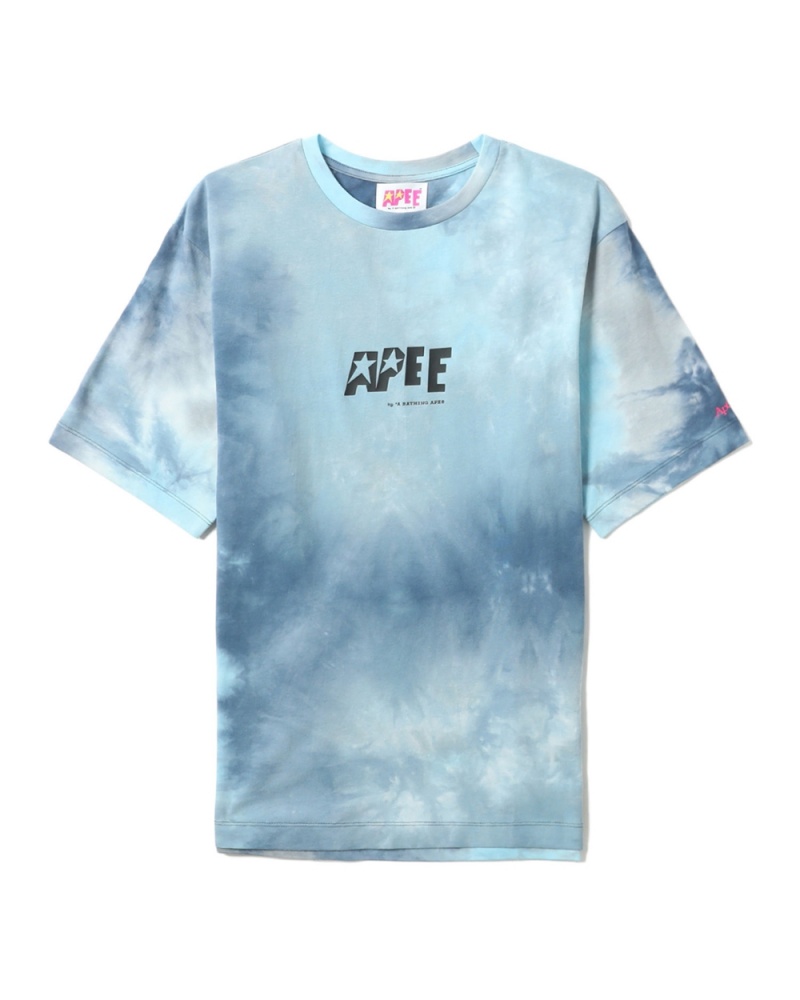 Camiseta Bape Tie-dye graphic slit Mujer Azules | 629-FSVUWZ