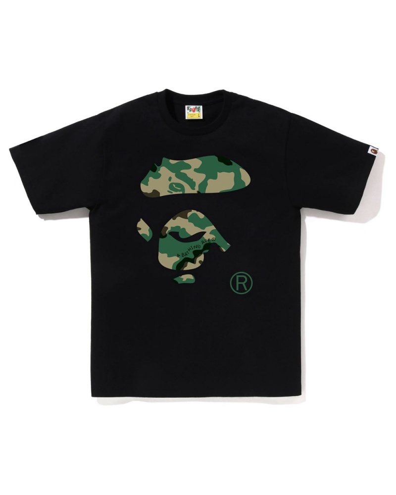 Camiseta Bape Woodland Ape Face Hombre Negros | 068-IGQPOA