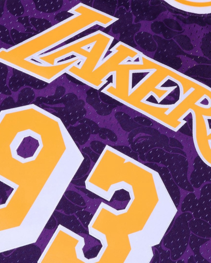 Camiseta Bape X M&N Los Angeles Lakers Jersey Tank Hombre Morados | 078-WDVTIA