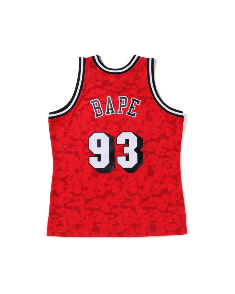 Camiseta Bape X M&N Miami Heat Jersey Tank Hombre Rojos Claro | 345-SVFUQX