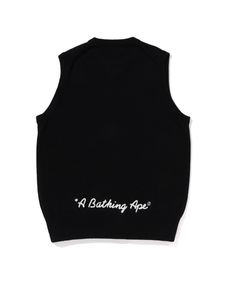 Chamarras Bape Ape Head One Point Vest Hombre Negros | 264-PQEJHI