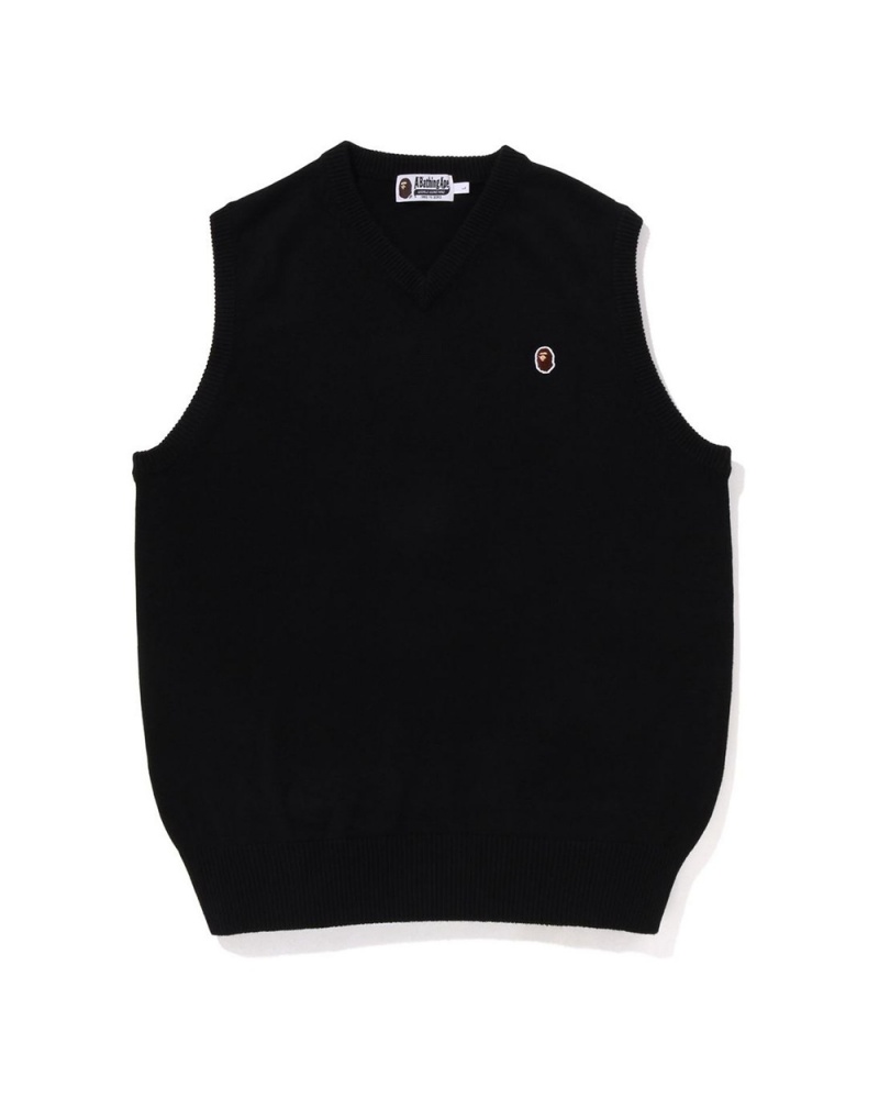 Chamarras Bape Ape Head One Point Vest Hombre Negros | 264-PQEJHI