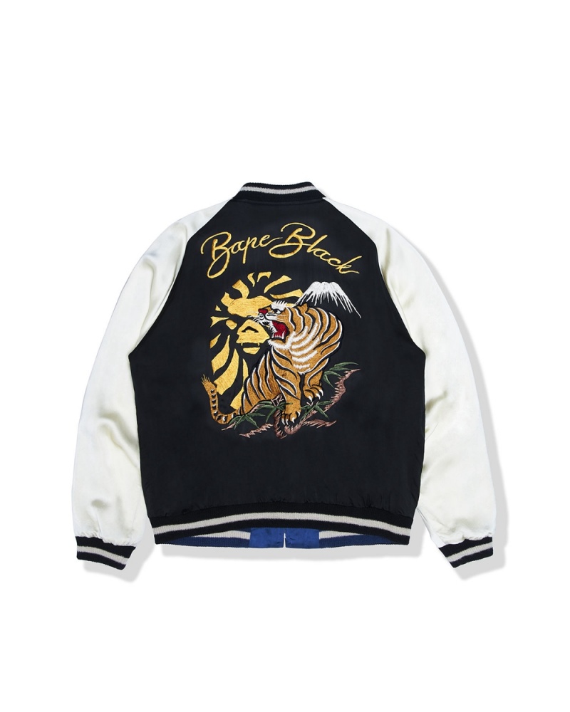 Chamarras Bape Ape Head bomber Hombre Negros | 897-PRKSCB