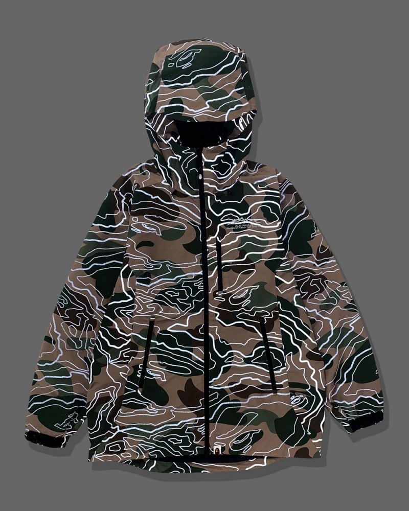 Chamarras Bape Layered Line Shell Hombre Grises Marrom | 956-RLSMAH