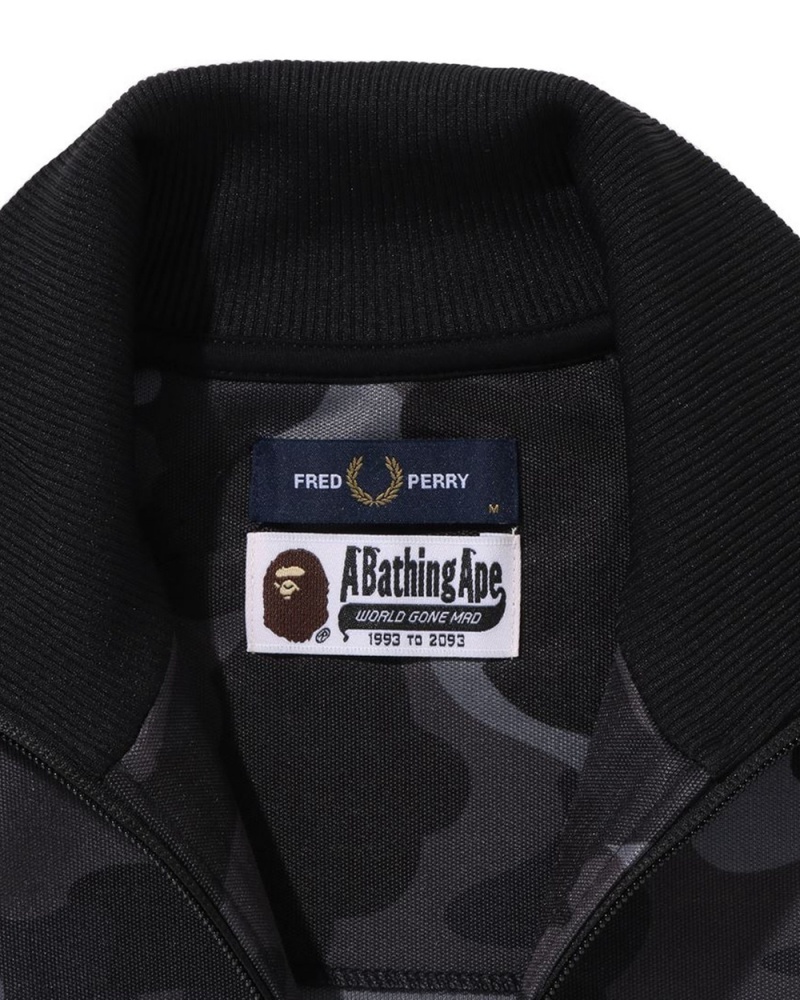 Chamarras Bape X Fred Perry Pista Hombre Negros | 180-JMHGVP