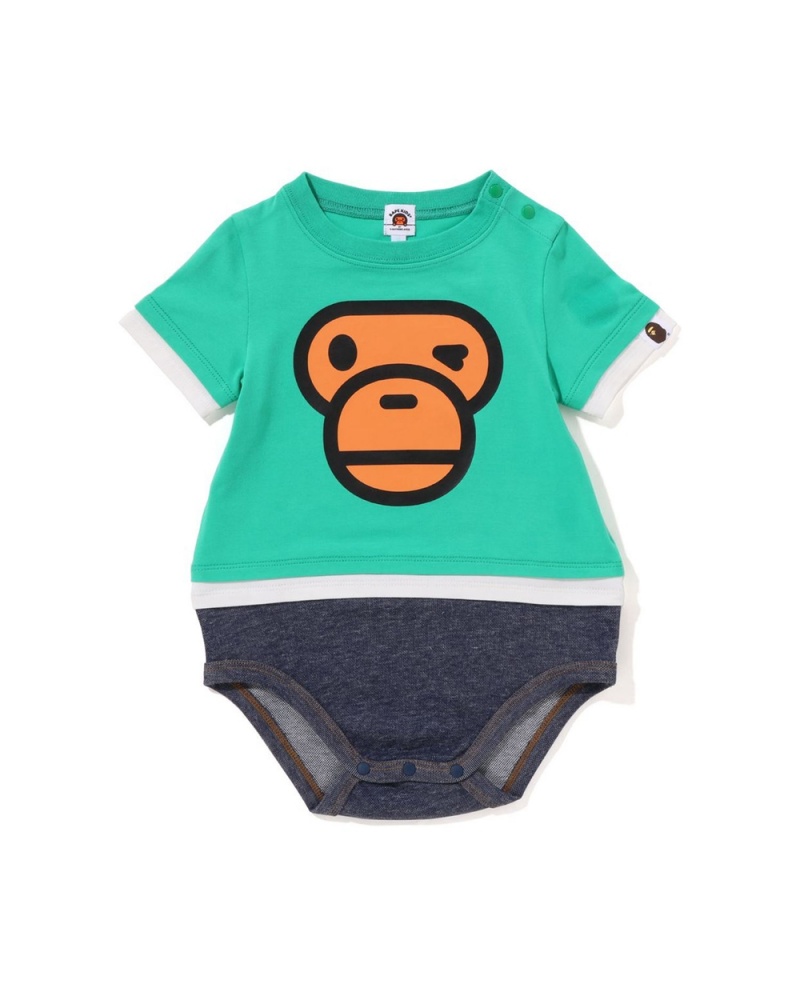 Conjuntos Bape Babies Baby Milo Face Layered Niños Verdes Claro | 234-AJMZUD