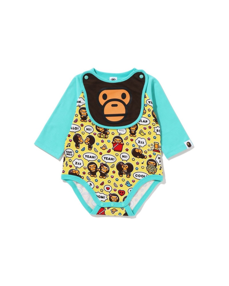 Conjuntos Bape Baby Milo Speech Balloon Bib Niños Verde Menta | 673-IUMQJH