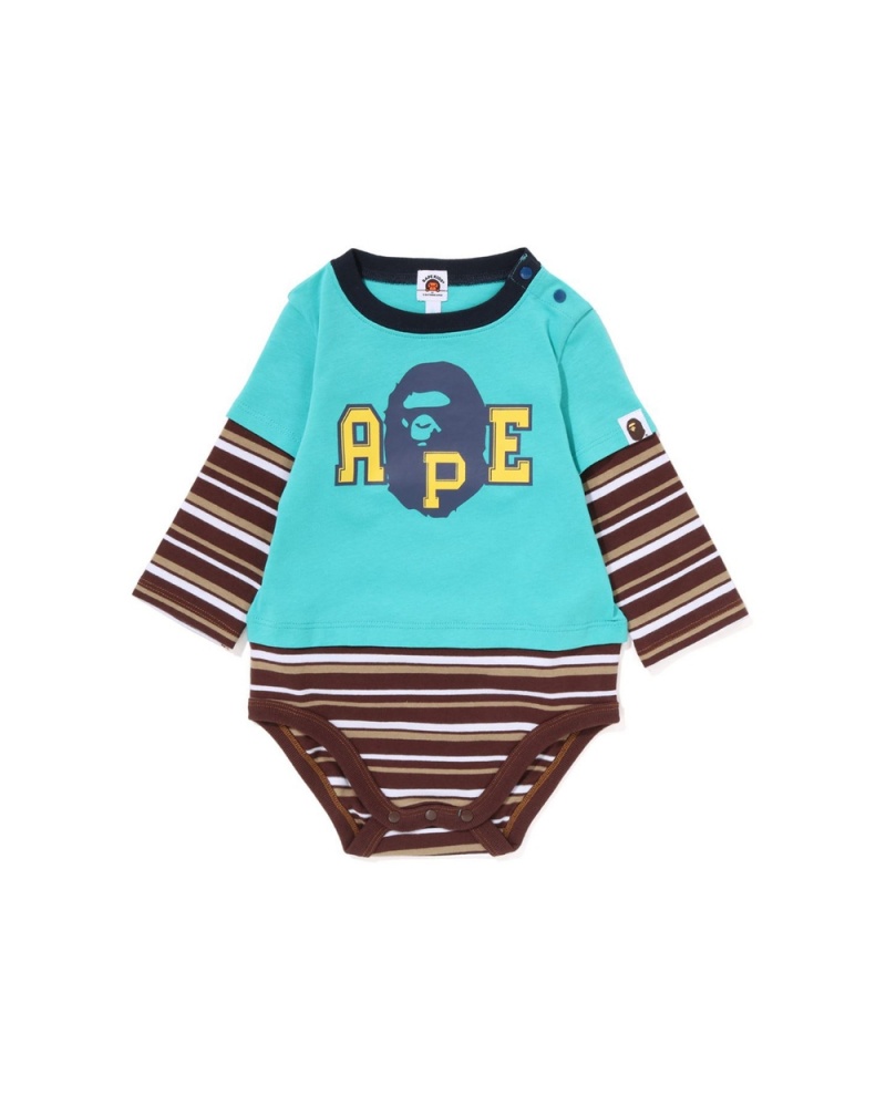 Mono Bape Babies Hoop Ape Head Layered Niños Verdes Claro | 056-VMBKCX