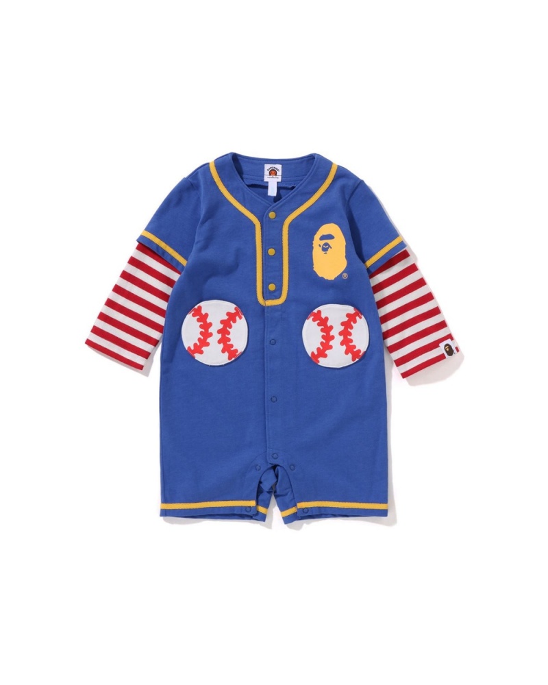 Mono Bape Hoop Baseball Layered Niños Azules | 897-FYUBGQ