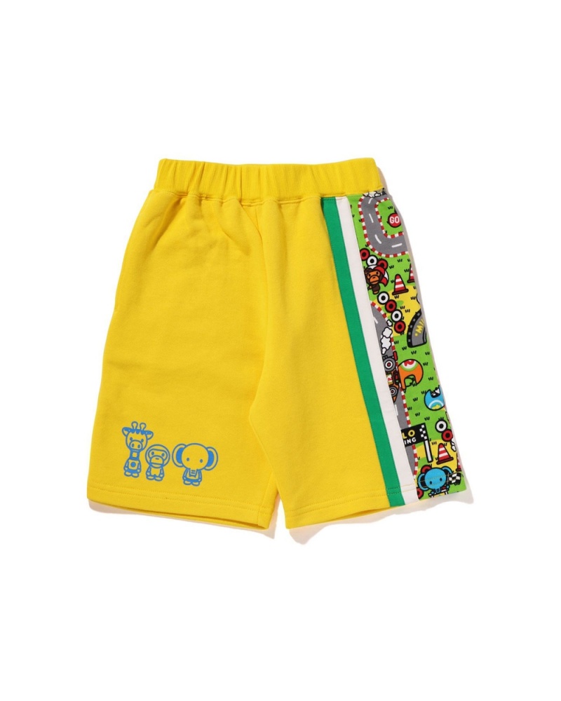 Pantalones Bape Baby Milo Carreras Sweat Shorts Niños Azules Amarillos | 420-WZUOHL