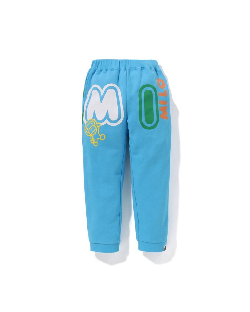 Pantalones Bape Baby Milo Font Sweat Niños Azules | 628-OZCJER