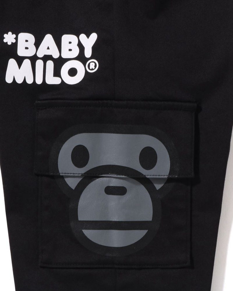 Pantalones Bape Baby Milo Side Pocket Face Niños Negros | 138-MHOGVY