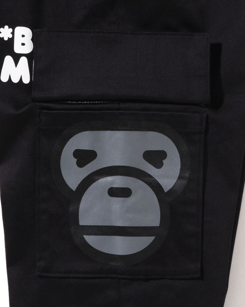 Pantalones Bape Baby Milo Side Pocket Face Niños Negros | 138-MHOGVY