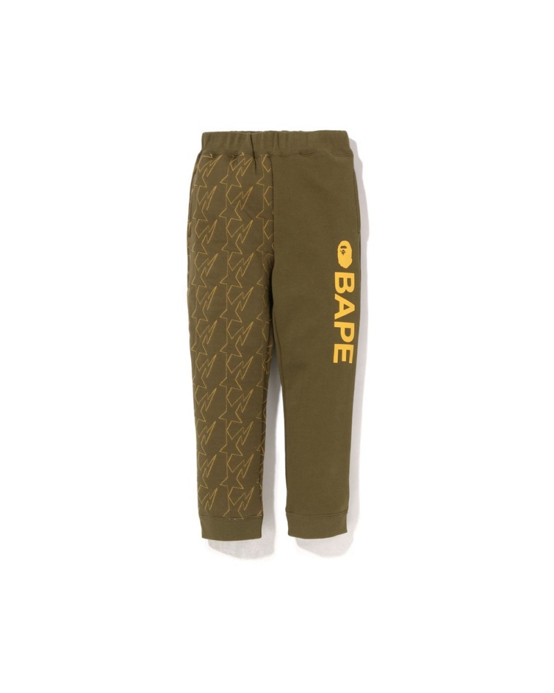 Pantalones Bape STA Quilting Sweat Niños Verdes | 235-TRXYWL