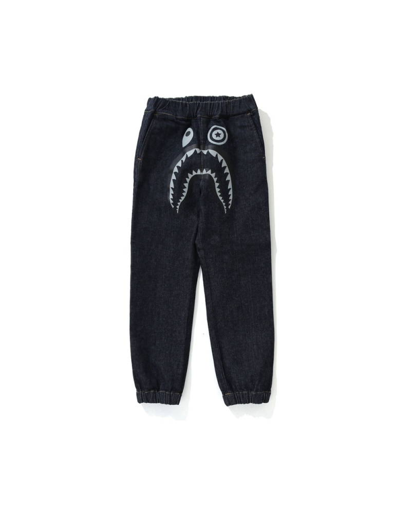 Pantalones Bape Shark Denim Jogger Niños Azules | 830-VTCXOD