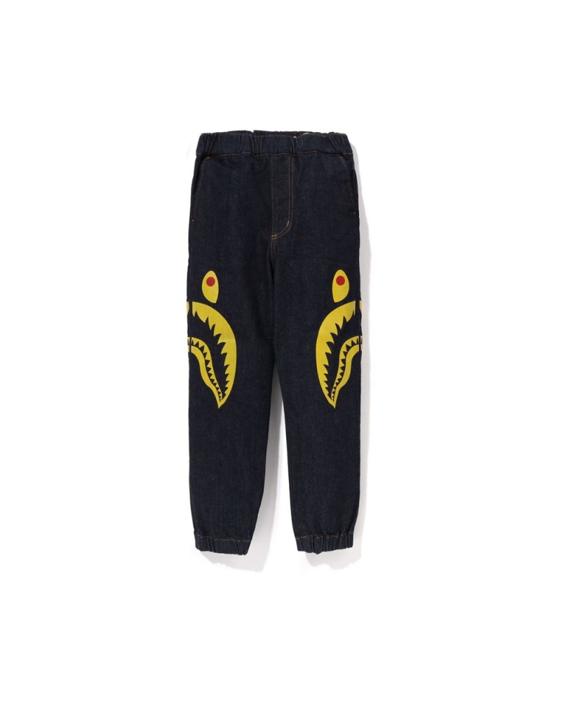 Pantalones Bape Side Shark Jogger Denim Niños Azules | 635-XIDSGO