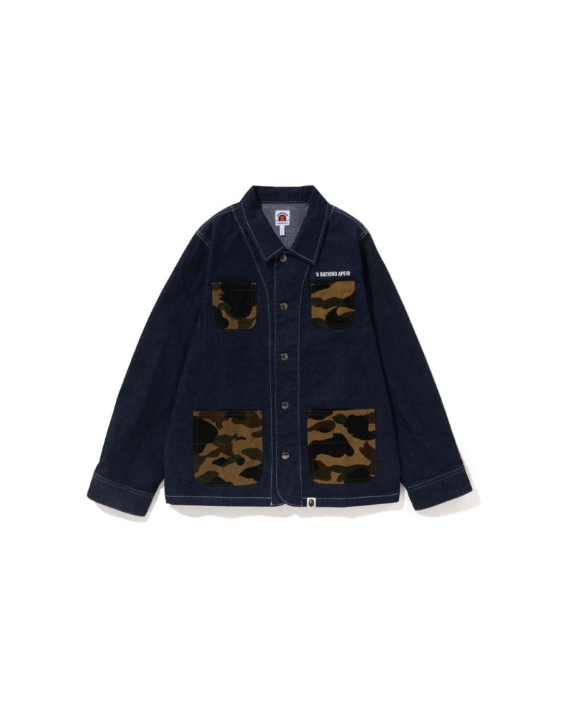 Ropa De Abrigo Bape 1st Pocket Denim Coverall Jr Niños Azules | 137-QBCXHD