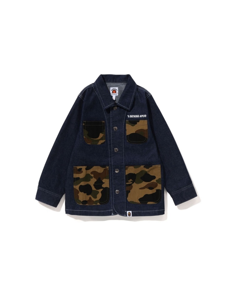 Ropa De Abrigo Bape 1st Pocket Denim Coverall Niños Azules | 514-XKPEYT