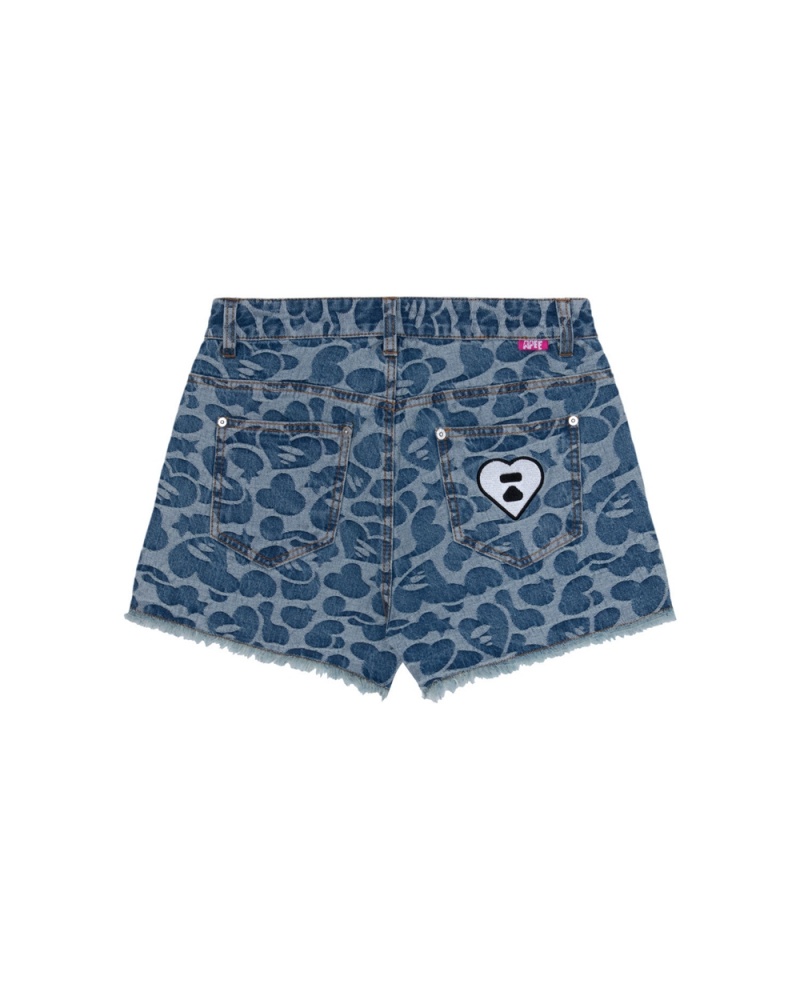 Short Bape Estampados denim Mujer Azules | 398-FSMDKG