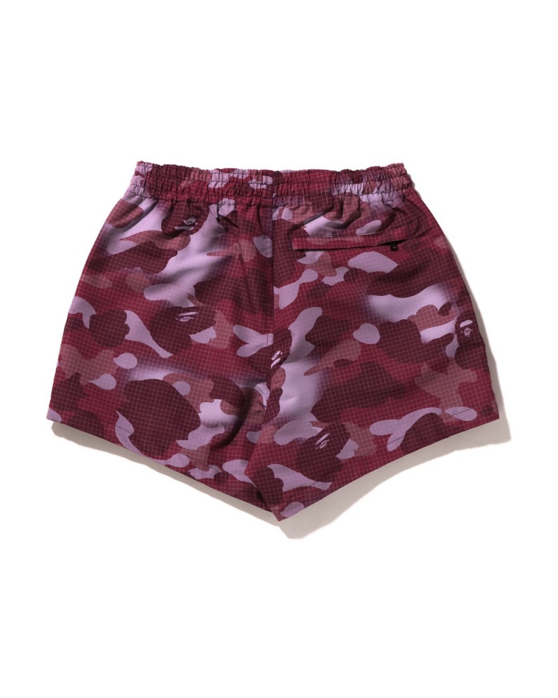 Short Bape Grid Mujer Rojos Oscuro | 641-ORITBM